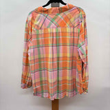 Talbots Women's Size 3X Peach Plaid Long Sleeve Shirt