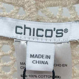 Chico's Women's Size L Ivory Crochet Cardigan