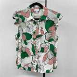 Liz Claiborne Women's Size LP Green Floral Short Sleeve Shirt