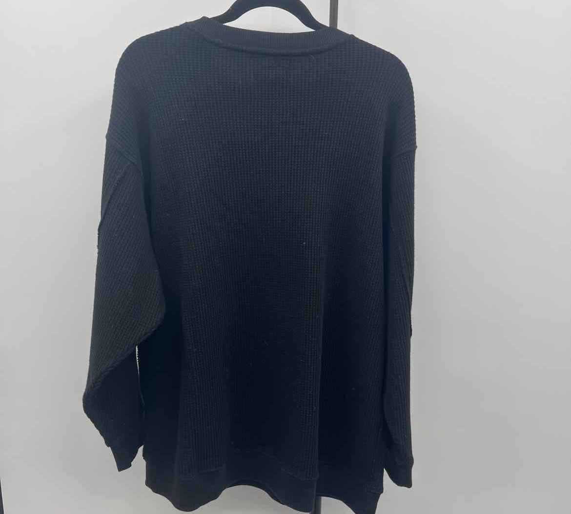 Aerie Junior's Size L Black Waffle Sweatshirt