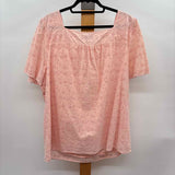 Talbots Women's Size 3X Peach Eyelet Short Sleeve Shirt