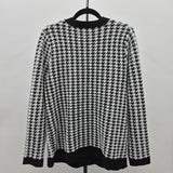 Tahari Women's Size L Black Houndstooth Cardigan