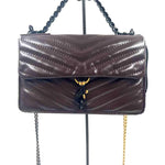 NWT REBECCA MINKOFF Brown Chevron Quilted Leather EDIE Flap Front Mini Crossbody