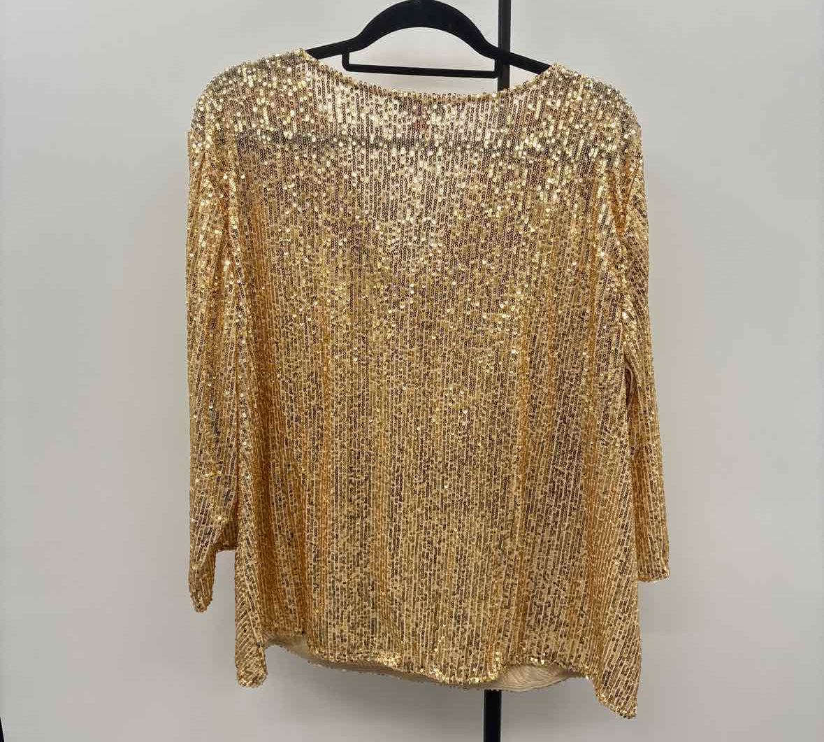 Vince Camuto Women's Size 3X Gold Sequins Long Sleeve Shirt