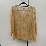 Vince Camuto Women's Size 3X Gold Sequins Long Sleeve Shirt