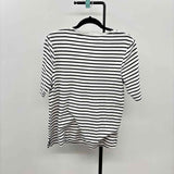 Chico's Women's Size L Black Stripe Short Sleeve Shirt