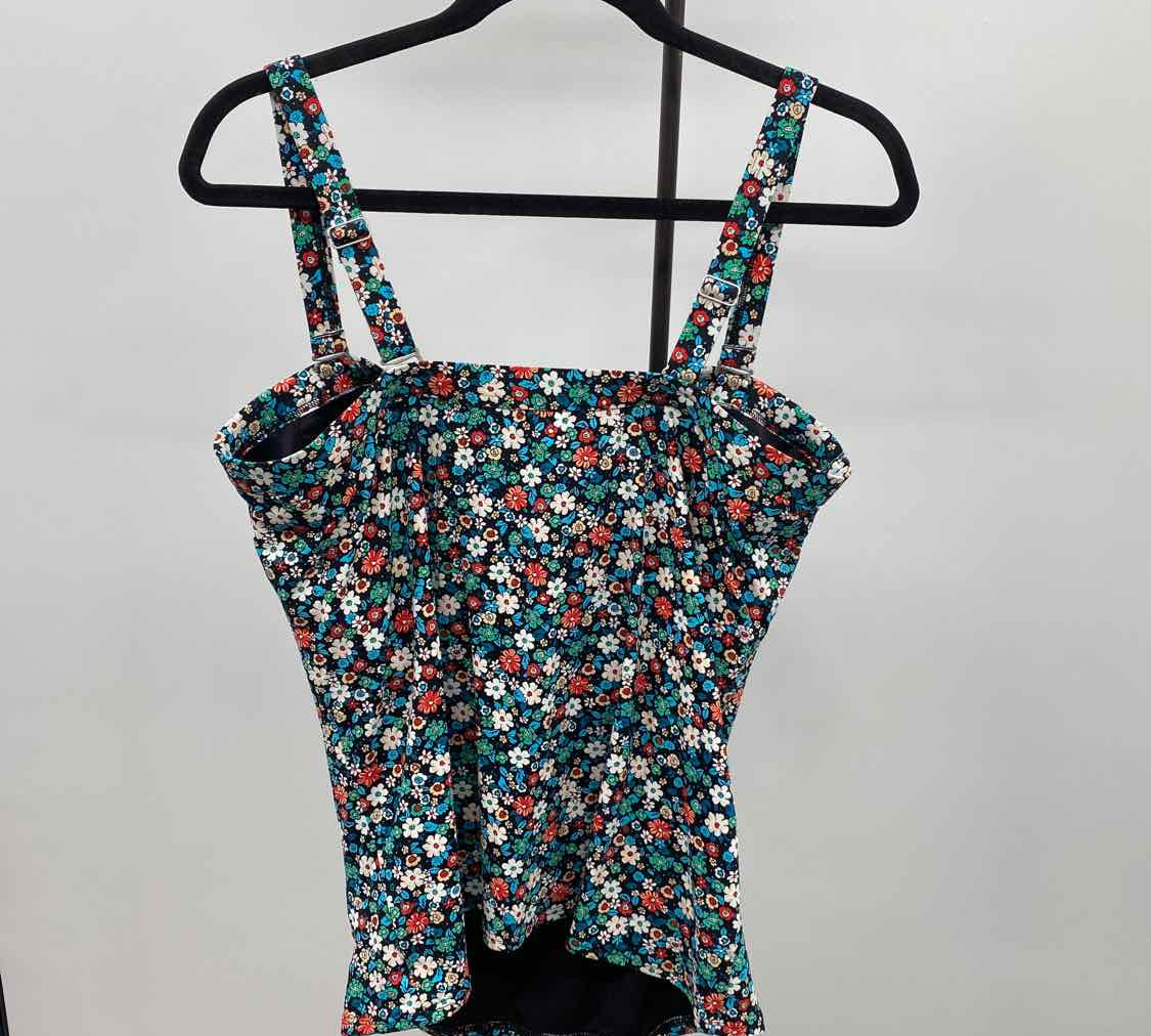 Lands End Women's Size L Black Floral Swimsuit - Separate