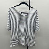 Wild Palms Women's Size S White Stripe Short Sleeve Shirt
