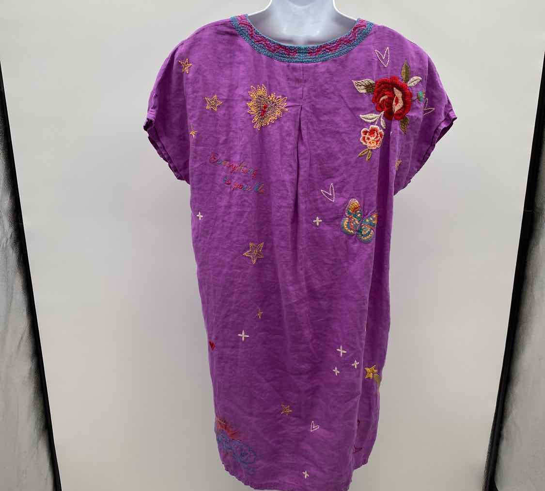 Johnny Was Women's Size 10 Purple Embroidered Dress
