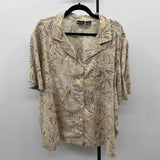 Erika Women's Size 3X Tan Leaf Short Sleeve Shirt