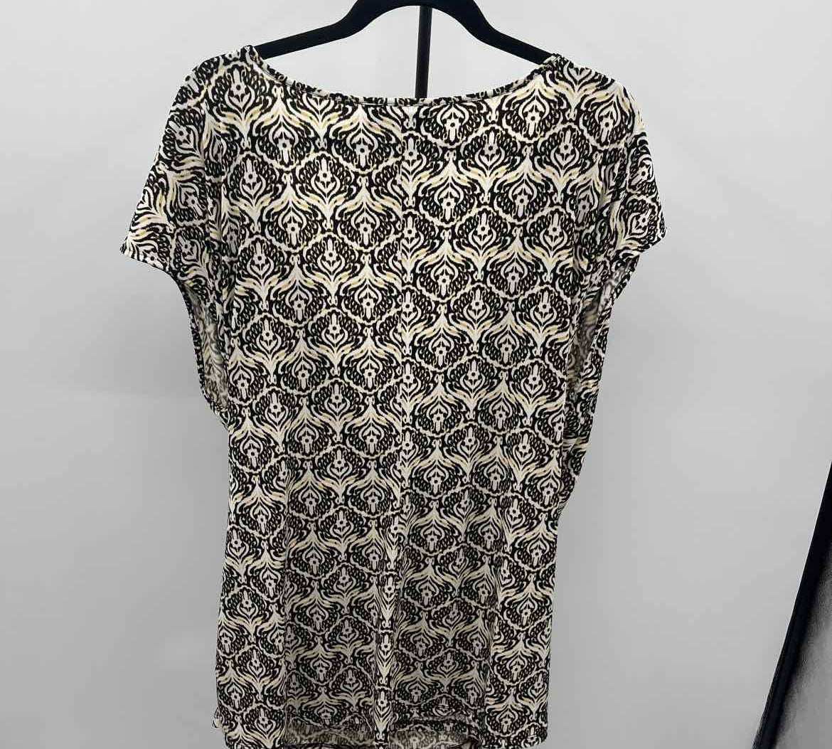 Lane Bryant Women's Size 3X Black Damask Short Sleeve Shirt