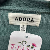 Adora Women's Size 1X Green Animal Print Cardigan