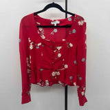 Intermix Women's Size 8 Red Floral Long Sleeve Shirt