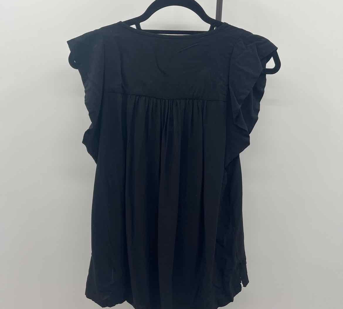 Loft Women's Size S Black Solid Short Sleeve Shirt