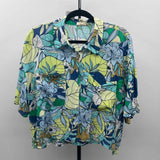 Ana Women's Size XL Blue Floral Short Sleeve Shirt