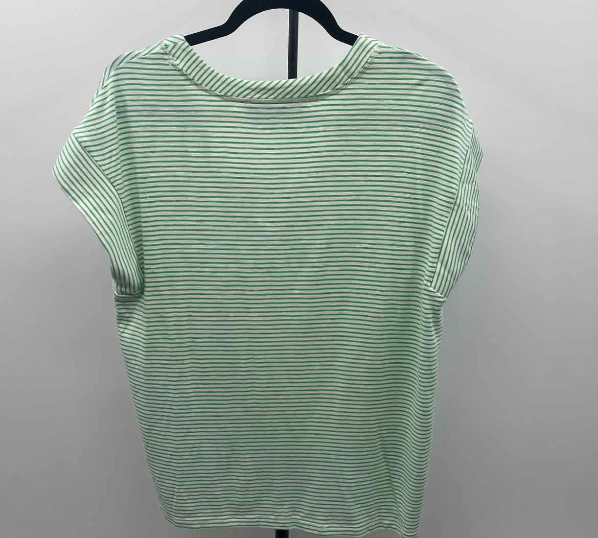 White House Black Market Women's Size M Green Stripe Short Sleeve Shirt