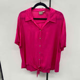 Chico's Women's Size XL Fuschia Solid Short Sleeve Shirt