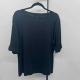 Ralph Lauren Women's Size 2X Black Solid Short Sleeve Shirt