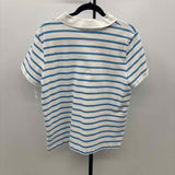 Lands End Women's Size S Turquoise Stripe Short Sleeve Shirt