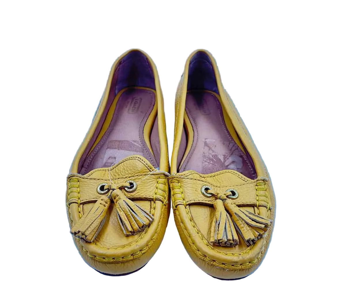Coach Women's Shoe Size 9 Mustard Yellow pebble Loafers