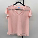 Cece Women's Size XL Pink Textured Short Sleeve Shirt