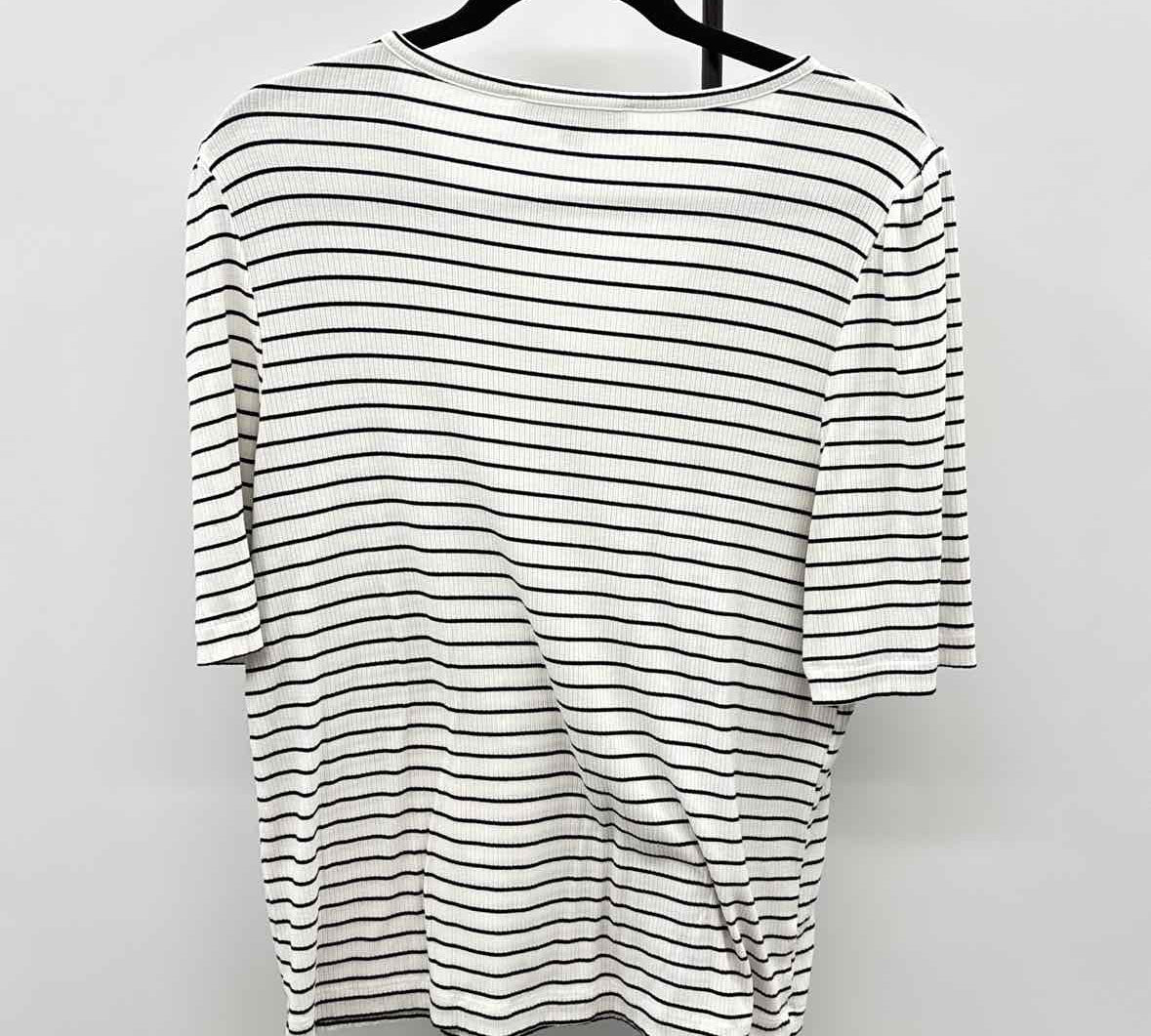 Loft Women's Size XL White Stripe Short Sleeve Shirt