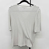 Loft Women's Size XL White Stripe Short Sleeve Shirt