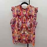 Chico's Women's Size XL Magenta Batik Short Sleeve Shirt