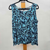 JJill Women's Size L Navy Floral Sleeveless Shirt