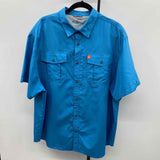 The American Outdoorsman Men's Size XXL Blue Solid Short Sleeve Shirt