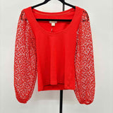 Maeve Women's Size XS Orange Lace Long Sleeve Shirt