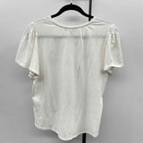 Chico's Women's Size S White Beaded Short Sleeve Shirt