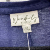 Wonderly Women's Size M Navy Solid Short Sleeve Shirt