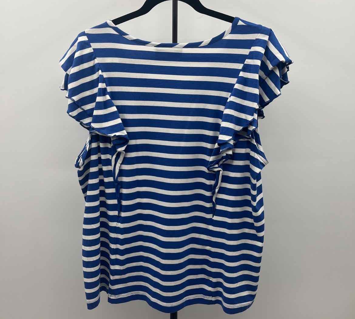 Lane Bryant Women's Size 1X Blue Stripe Short Sleeve Shirt