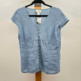 Loft Women's Size M Blue Solid Short Sleeve Shirt