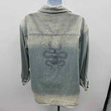 Oneteaspoon Women's Size S Blue Distressed Long Sleeve Shirt