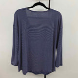 Lands End Women's Size L Navy Stripe Long Sleeve Shirt