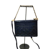 TORY BURCH Quilted Black Leather SAVANNAH Flat Clutch Crossbody Purse