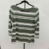 Talbots Women's Size S Olive Stripe Long Sleeve Shirt