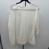 Blair Women's Size XL Ivory Crochet Long Sleeve Shirt