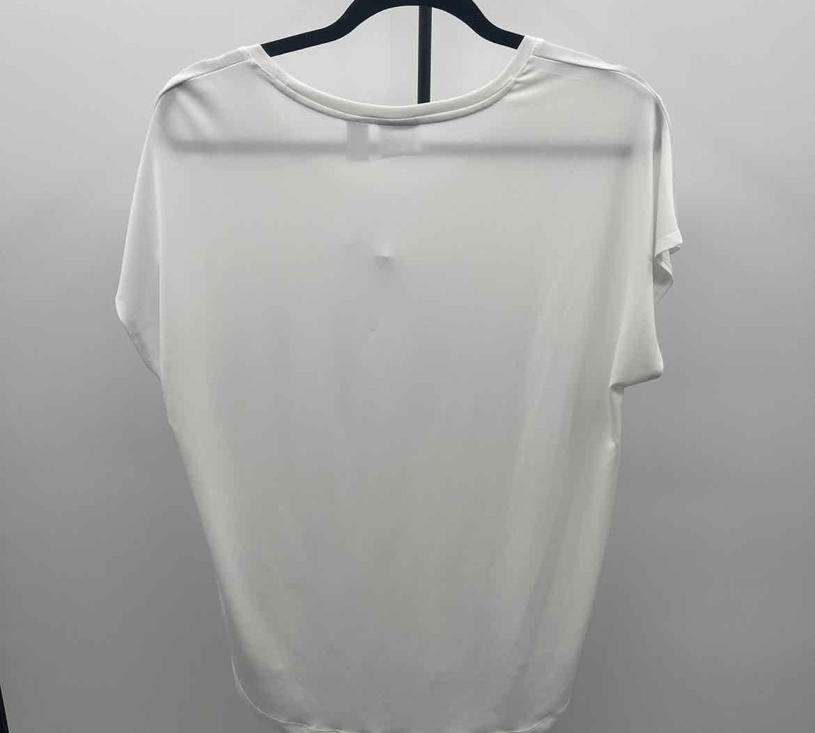 Chico's Women's Size L White Solid Short Sleeve Shirt