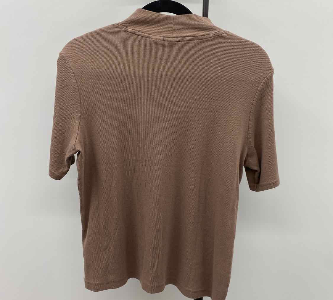 Joie Women's Size XL Mocha Ribbed Short Sleeve Shirt
