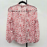 Banana Republic Women's Size XS Cranberry dotted Long Sleeve Shirt