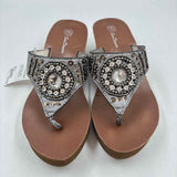Sun Dancer Women's Shoe Size 7 Pewter Beaded Sandals
