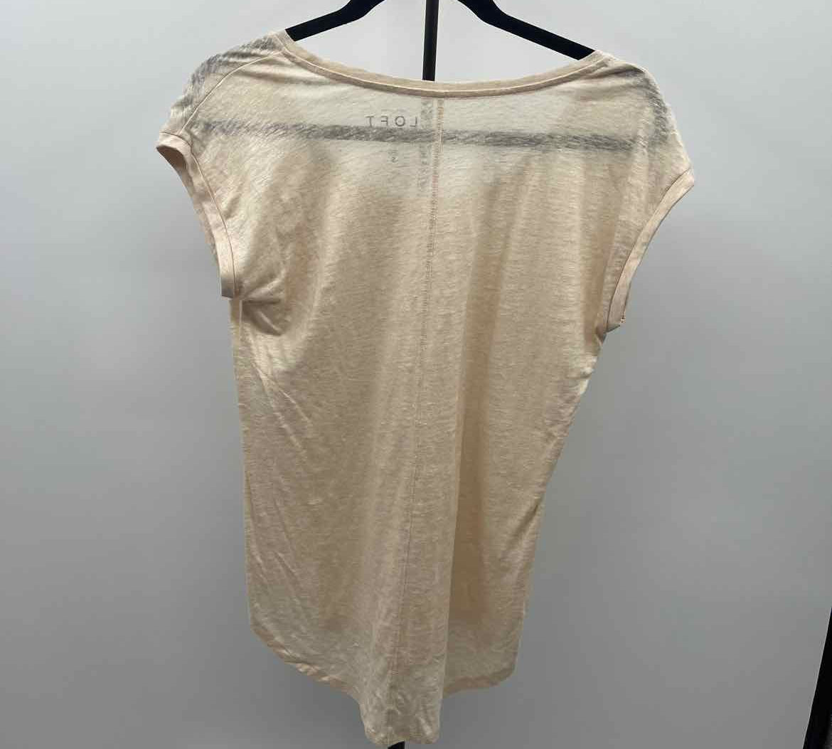 Loft Women's Size S Ivory Heathered Short Sleeve Shirt