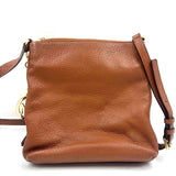 Back MICHAEL KORS Caramel Pebbled Leather CAMDEN DRAWSTRING Crossbody Purse w/Tassel Accents