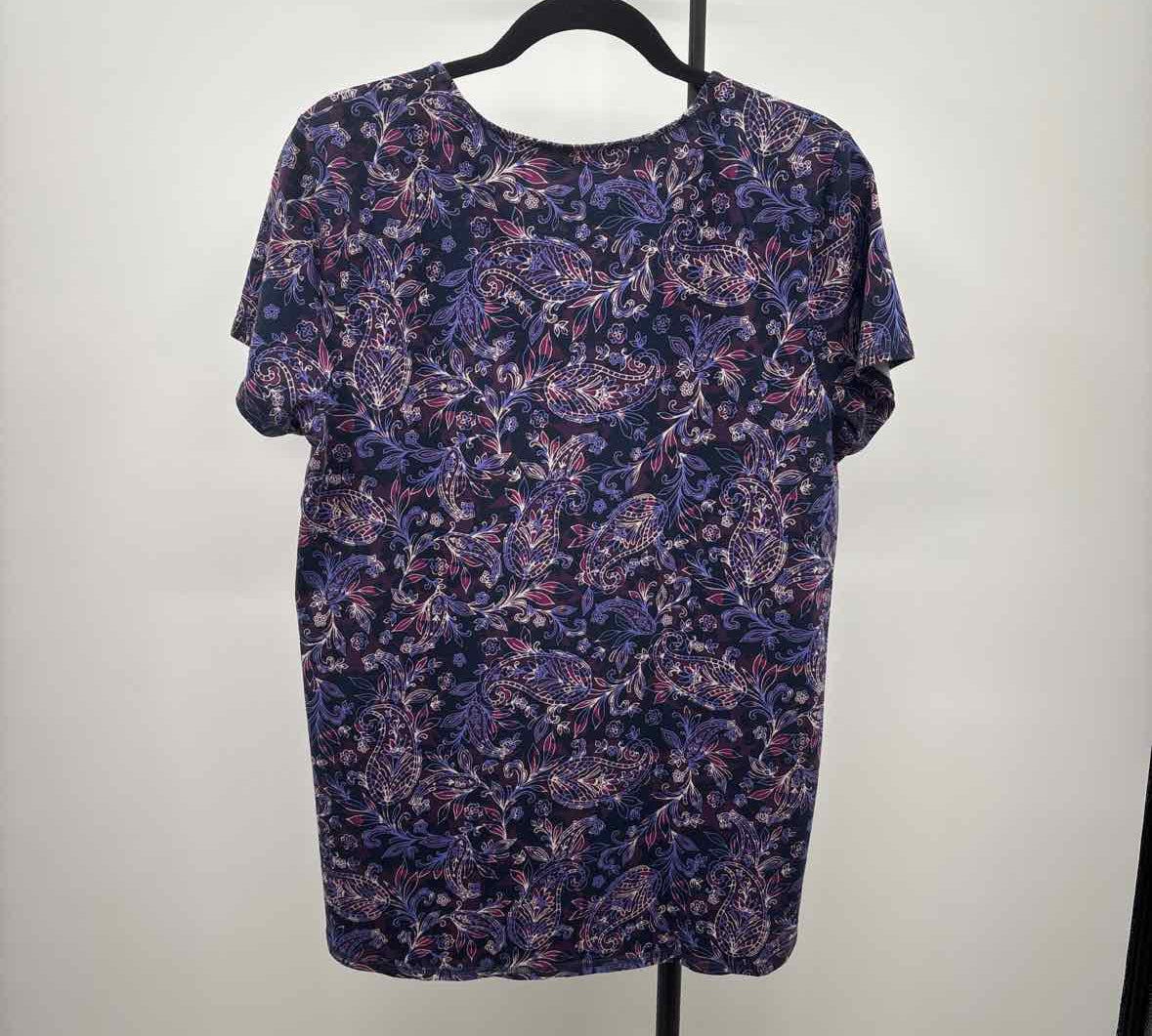 JJill Women's Size L Purple Paisley Short Sleeve Shirt