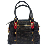 Back MARINO ORLANDI Black Croc-Embossed Leather Handled Satchel Purse