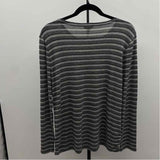 Talbots Women's Size LP Gray Stripe Long Sleeve Shirt