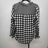 Beachlunchlounge Women's Size S Black Checkered Long Sleeve Shirt